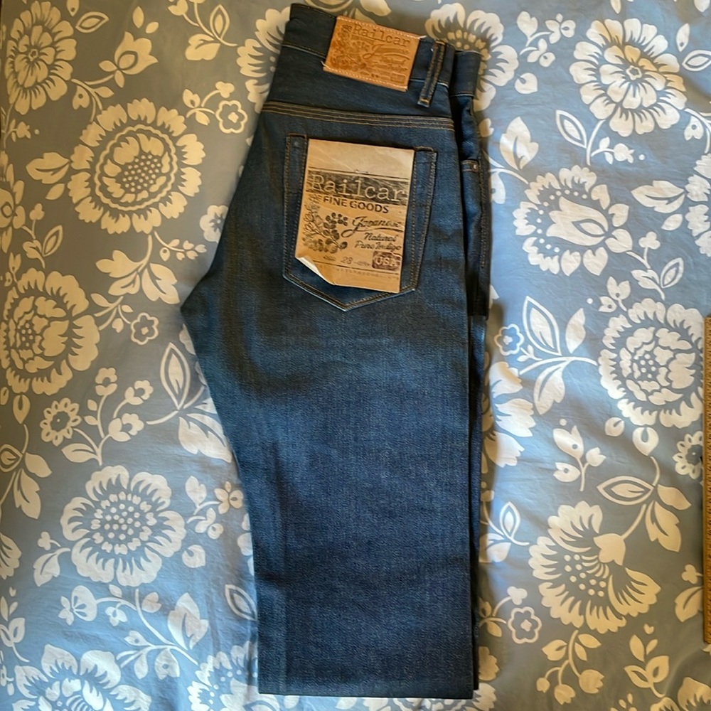 Railcar raw denim men’s button jean